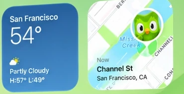 the widgets, weather and a map with him already on it